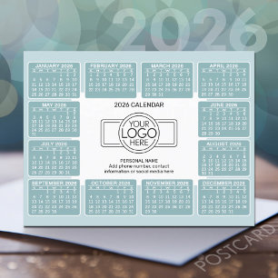 Kalender med kontaktinformation för logotyp vykort