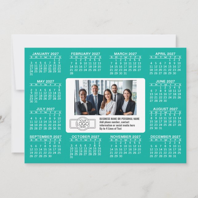Kalender med logotyp Kontaktinformation Julkort (Framsida)