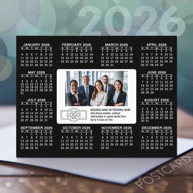 Kalender med logotyp Kontaktinformation Vykort (2026 Calendar Postcard)