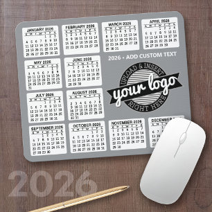 Kalender med logotyp och text - Grått och vitt Musmatta