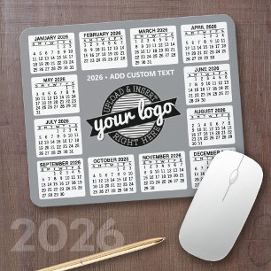Kalender med logotyp och text - Grått och vitt Musmatta