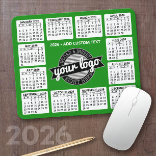 Kalender med logotyp och text - Grönt och vit Musmatta