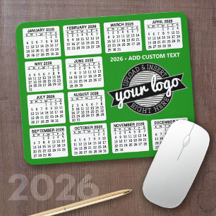Kalender med logotyp och text - Grönt och vit Musmatta