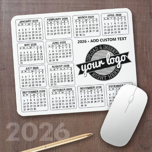 Kalender med logotyp och text - svartvitt musmatta