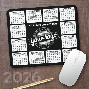 Kalender med logotyp och text - svartvitt musmatta