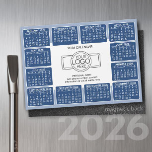 Kalender med logotypens kontaktinformationsblått m