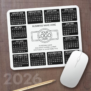 Kalender med logotypens kontaktinformationsmagnet musmatta