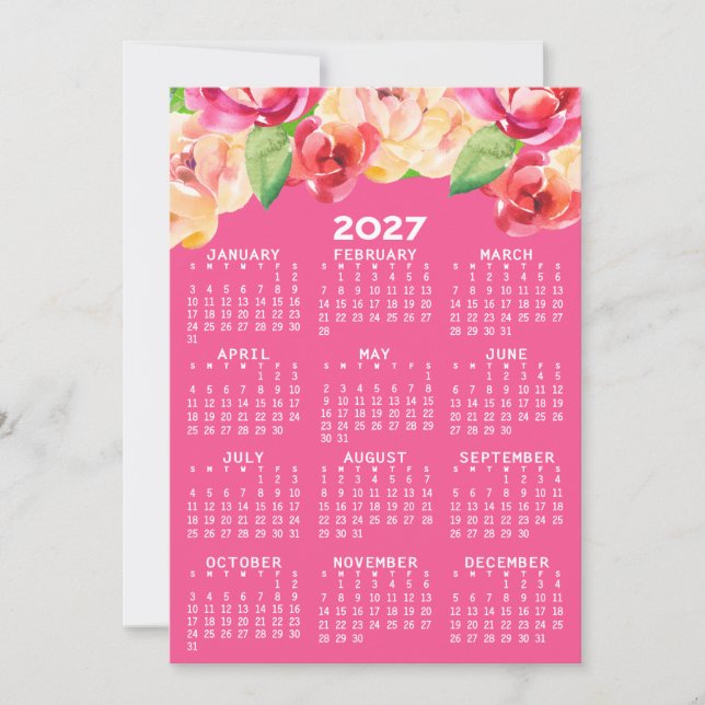 Kalender med målade akvarellblommor inbjudningar (Framsida)