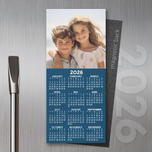 Kalender med Photo Collage blue bakgrundsmagnet