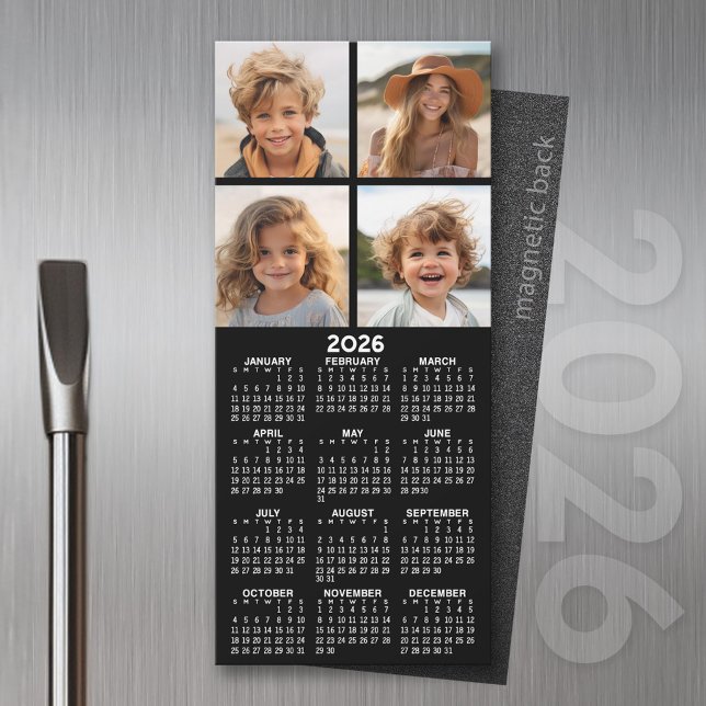 Kalender med Photo Collage Fridge Magnet (2026 Calendar of a Magnet)