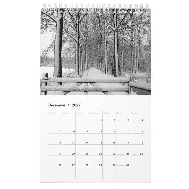 Kalender met afbeeldingen van de natuur (Dec 2027)