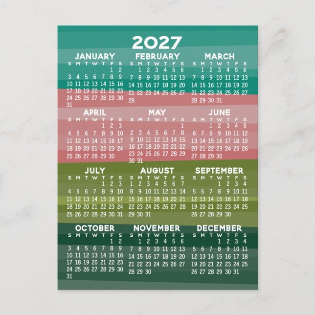 Kalender - modern abstrakt randmönster vykort (Framsida)
