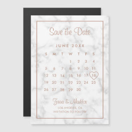 Kalender Modern Marble Rosa Guld Spara Datum Magnetisk Inbjudningskort