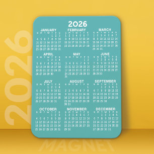 Kalender - Modern, Minimal Aqua och Vit Magnet