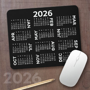 Kalender - modern svart och vit enkel musmatta