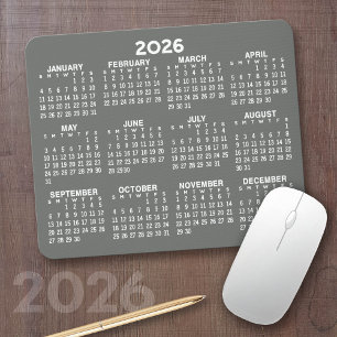 Kalender - modernt grått och vitt enkelt musmatta