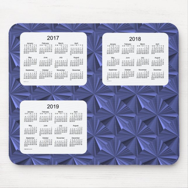 Kalender Mousepad för 3 blåttdiamanter för år Musmatta (Framsidan)