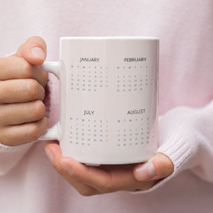 Kalender Mugg 2025   Mjuk pastellRosa   Jumbo Mugg