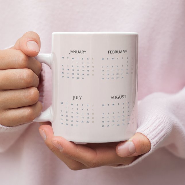 Kalender Mugg 2025 | Mjuk pastellRosa | Jumbo Mugg (Skapare uppladdad)