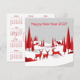 Kalender Nyår 2027 Fyrkantigt Affärskort Kort