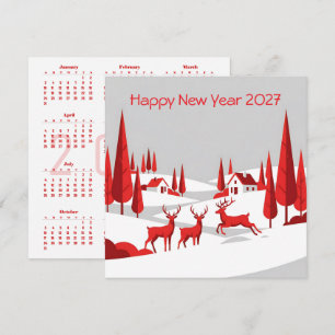 Kalender Nyår 2027 Fyrkantigt Affärskort Kort