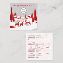 Kalender Nyår 2027 Fyrkantigt Företagskort Visitkort