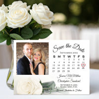 Kalender och foto för elegant Bröllop med Vit ros