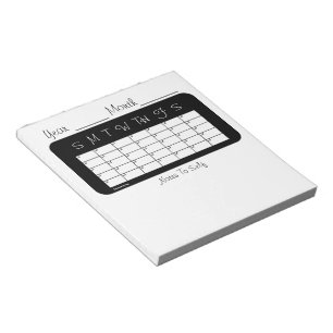 Kalender över Anteckningsblocket Svartvitt i månad Anteckningsblock