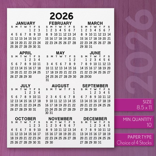 Kalender över det Storleka Pappra brevhuvudet i Br Brevhuvud (2026 Calendar)