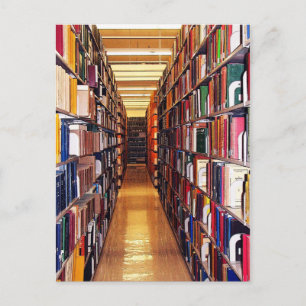 Kalender över staplar i bibliotek vykort