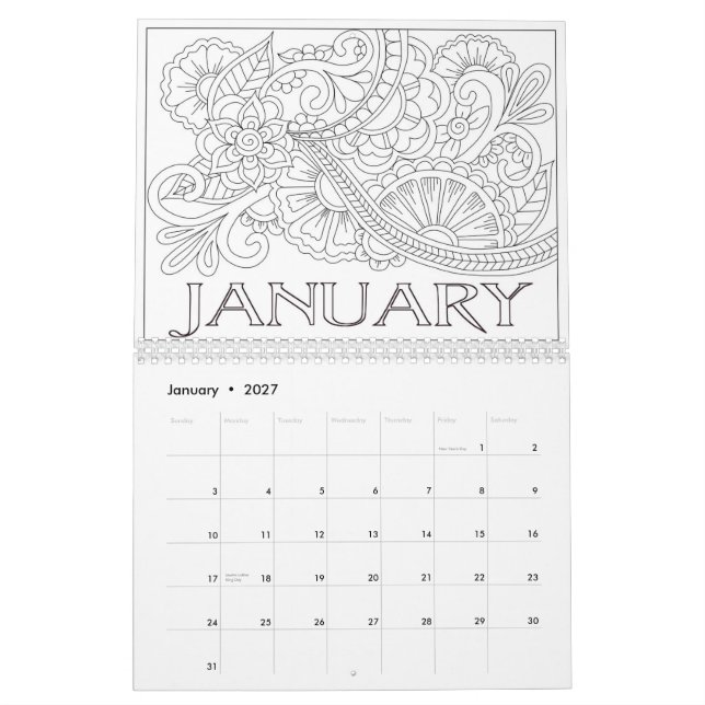 Kalender över utskriven Anpassningsbar i Färg (Jan 2027)
