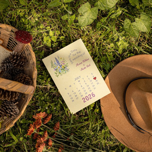 Kalender Stil Bröllop Spara Datum Juli Meddelande Vykort (Skapare uppladdad)