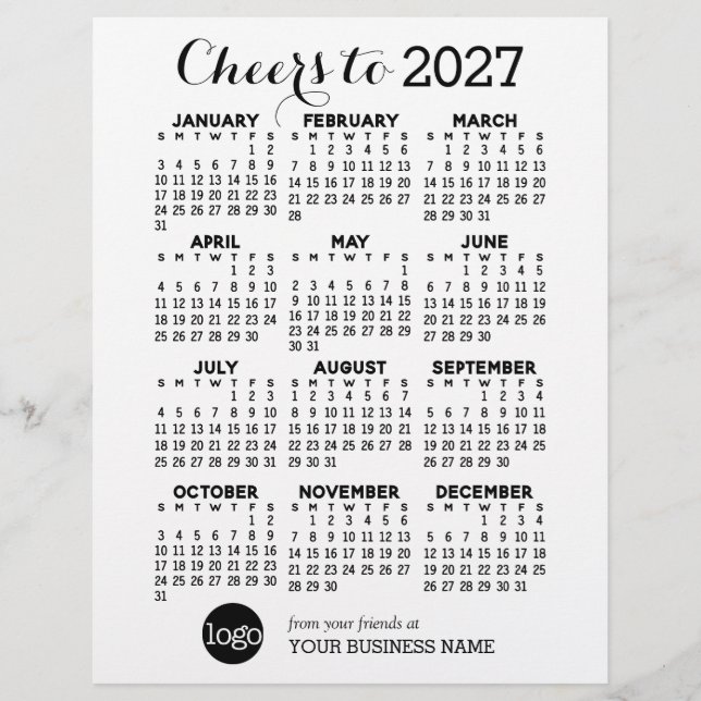 Kalender Svart Vit Företag - Högtid Brevhuvud (Framsida)