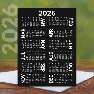 Kalender - svartvitt namn vykort