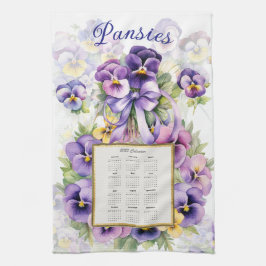 Kalender Towel Pansy Pansies 2025 Kökshandduk