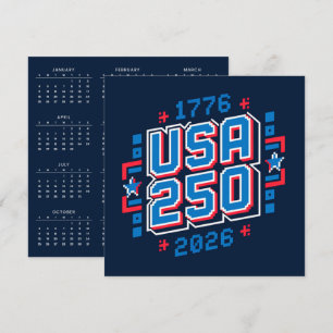 Kalender USA 250 – 1776 till 2026 Pixel Art Julkort