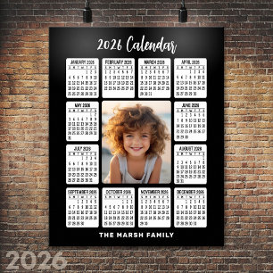 Kalender - Vertikal bild i mitten svart Poster