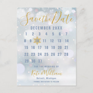 Kalender Vintersnöflingor Bröllop Spara datumet Vykort