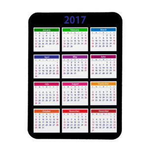 Kalenderanpassade för 2017 färg magnet