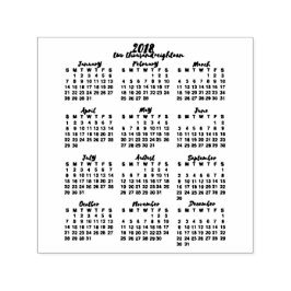 Kalenderåret 2018 på Glance Bläck Calligraphy Självfärgande Stämpel