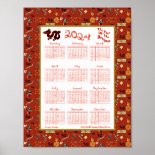 Kalenderåret 2024 för de kinesiska favoriterna i D Poster