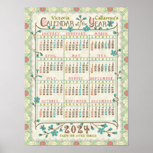 Kalenderåret Victorian Art nouveau 2024 ANPASSNI Poster
