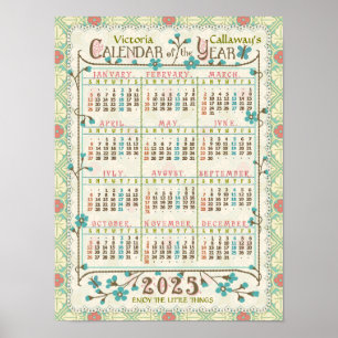 Kalenderåret Victorian Art nouveau 2025   Anpassni Poster