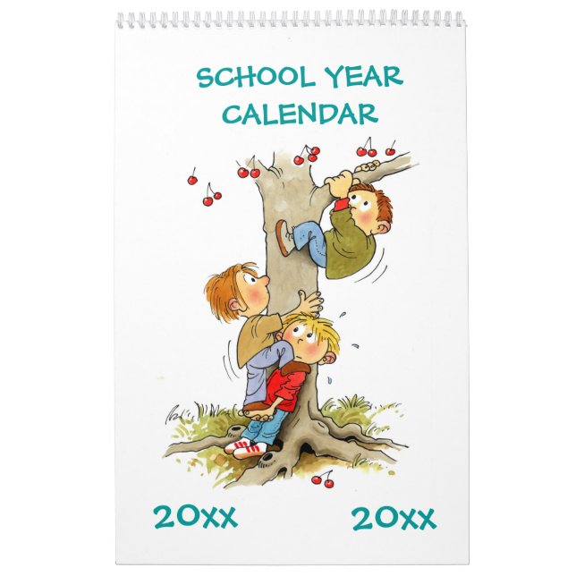Kalenderbarn för grönt på en sida skolår kalender (Omslag)