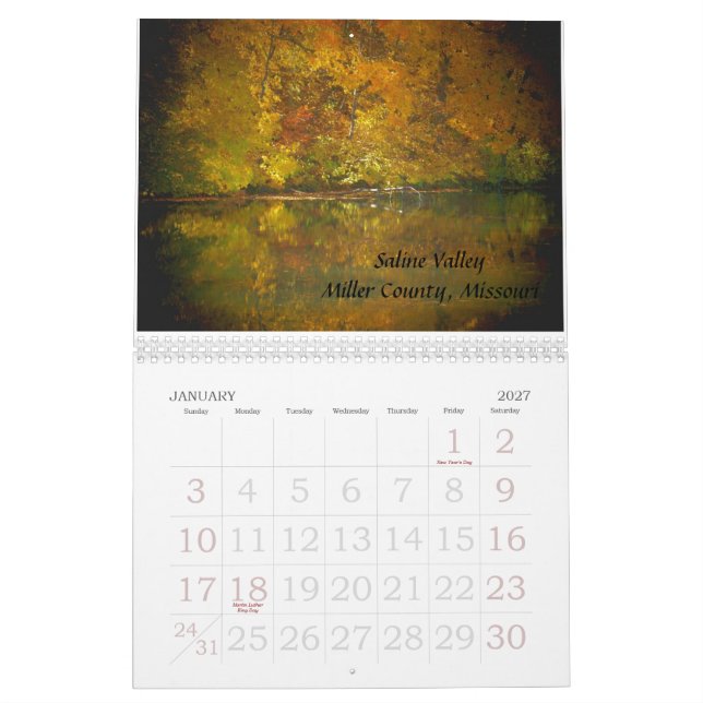 Kalenderhöst i Ozarksen Kalender (Jan 2027)