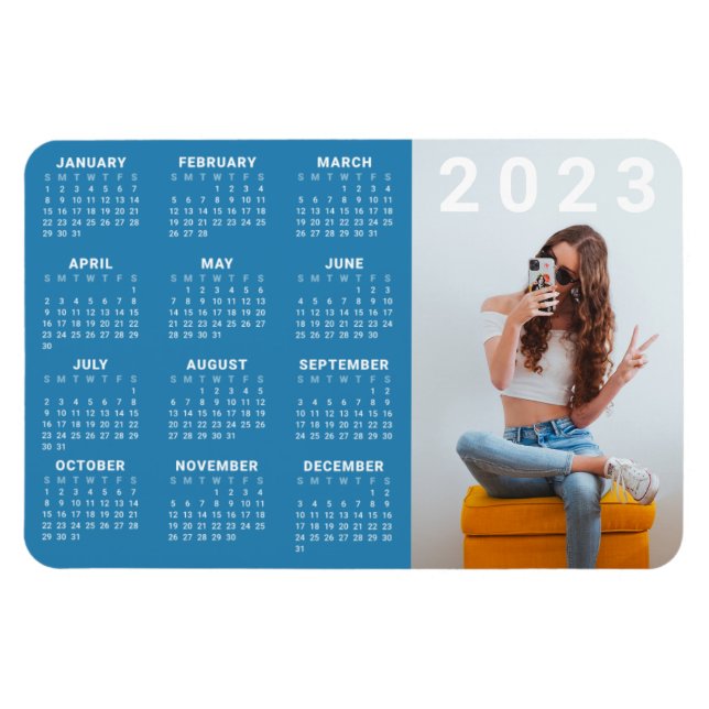 Kalendermagnet 2023 | Anpassningsbar Färg och foto Magnet (Horisontell)