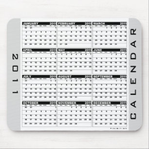 KalenderMousepad svart vit 2011 Musmatta