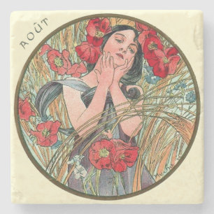 Kalendern Art nouveau Mucha augusti Stenunderlägg