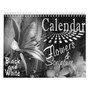 KALENDERN BLOMMAR OCH BIBELSCRIPTURESVARTEN & VIT KALENDER