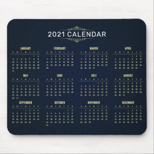 Kalendern elegant Guld och Blå 2021 Mousepad Musmatta